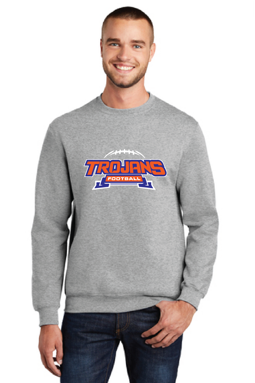 Fleece Crewneck Sweatshirt / Athletic Heather / Plaza Middle School Football