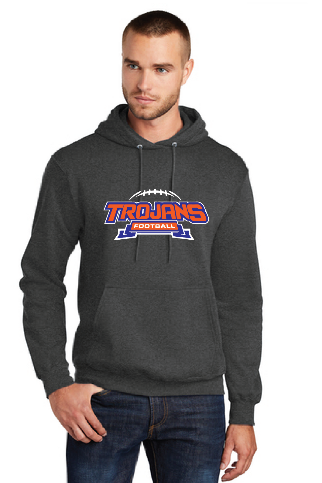 Fleece Pullover Hooded Sweatshirt / Dark Heather Grey / Plaza Middle School Football