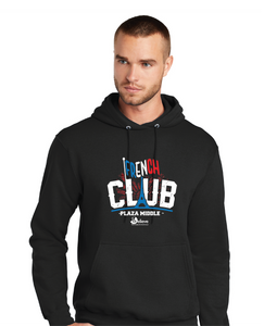 Fleece Hooded Sweatshirt (Youth & Adult) / Black / Plaza Middle School French club