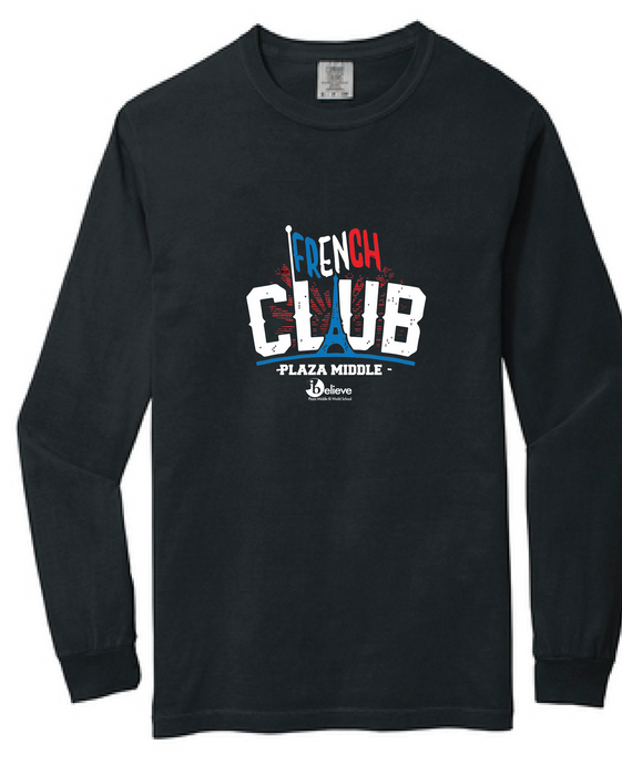 Comfort Colors Heavyweight Long Sleeve Tee / Black / Plaza Middle School French Club