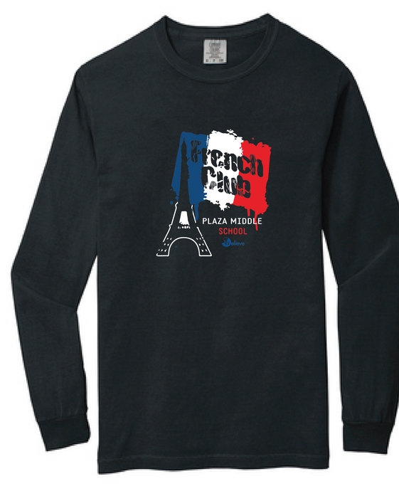 Comfort Colors Heavyweight Long Sleeve Tee / Black / Plaza Middle School French Club