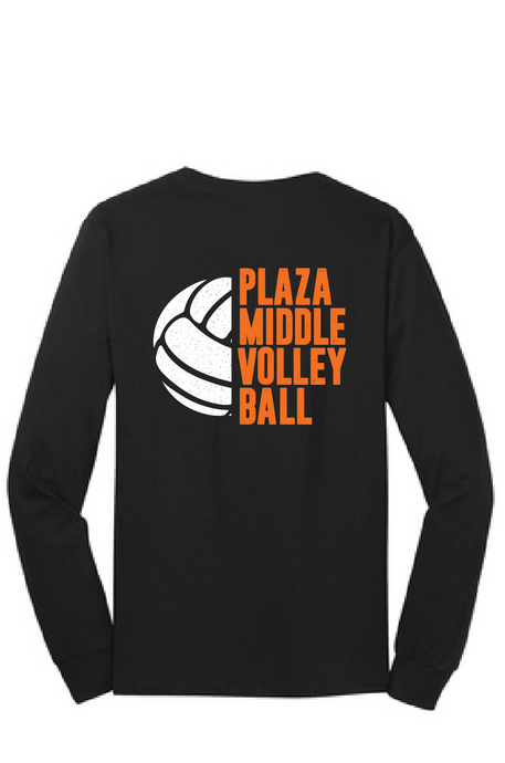 Long Sleeve Core Cotton Tee / Black / Plaza Middle School Volleyball
