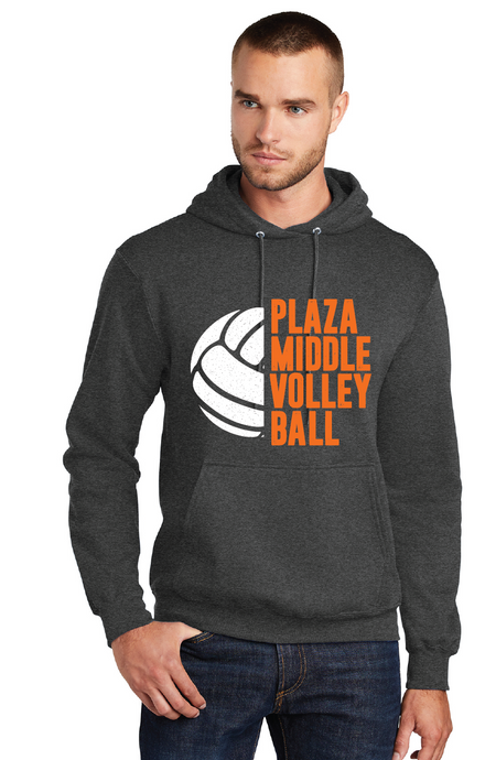 Core Fleece Pullover Hooded Sweatshirt / Dark Heather Grey / Plaza Middle School Volleyball