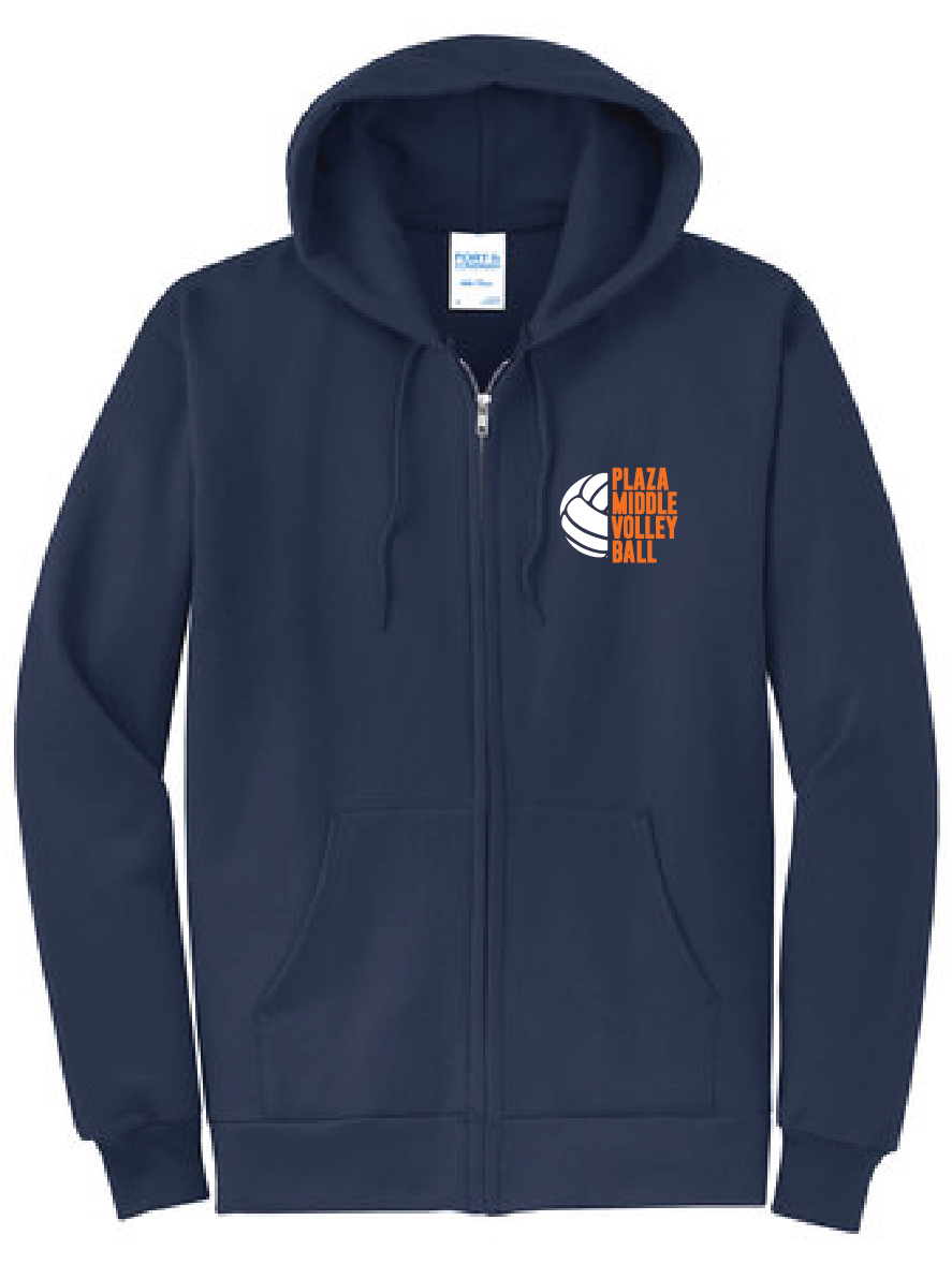 Fleece Pullover Hooded Sweatshirt / Navy / Plaza Middle School Volleyball