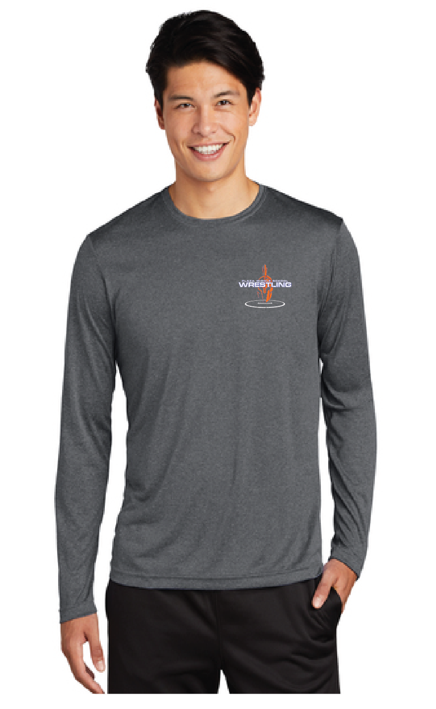 Long Sleeve Heather Contender Tee / Graphite / Plaza Middle School Wrestling