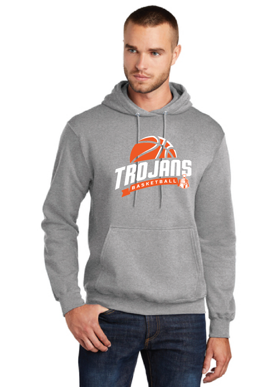 Core Fleece Pullover Hooded Sweatshirt / Athletic Heather / Plaza Middle School Boys Basketball