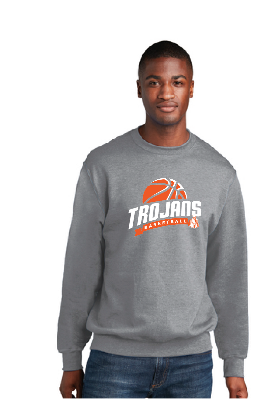 Fleece Crewneck Sweatshirt / Athletic Heather / Plaza Middle School Boys Basketball