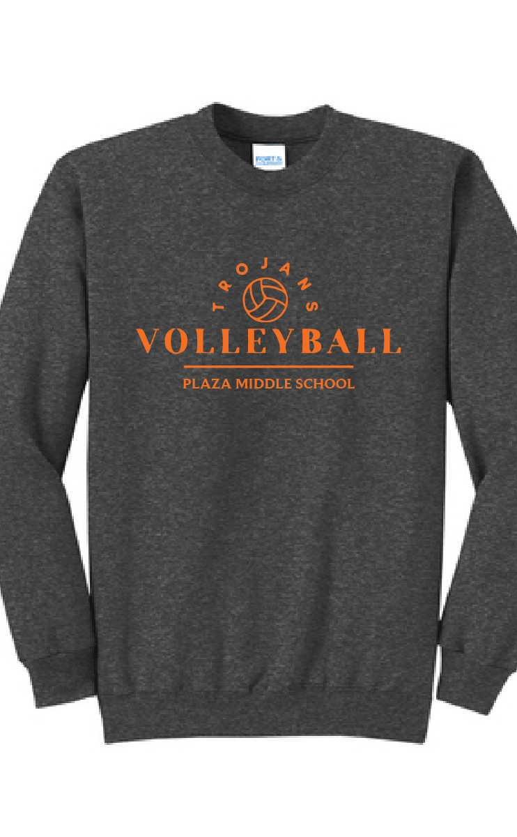 Core Fleece Crewneck Sweatshirt / Dark Heather Grey / Plaza Middle School Volleyball