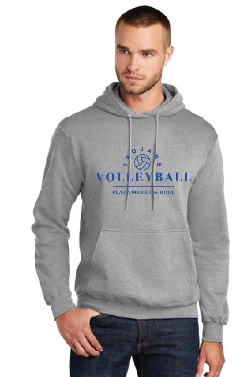 Fleece Pullover Hooded Sweatshirt / Athletic Heather / Plaza Middle School Volleyball