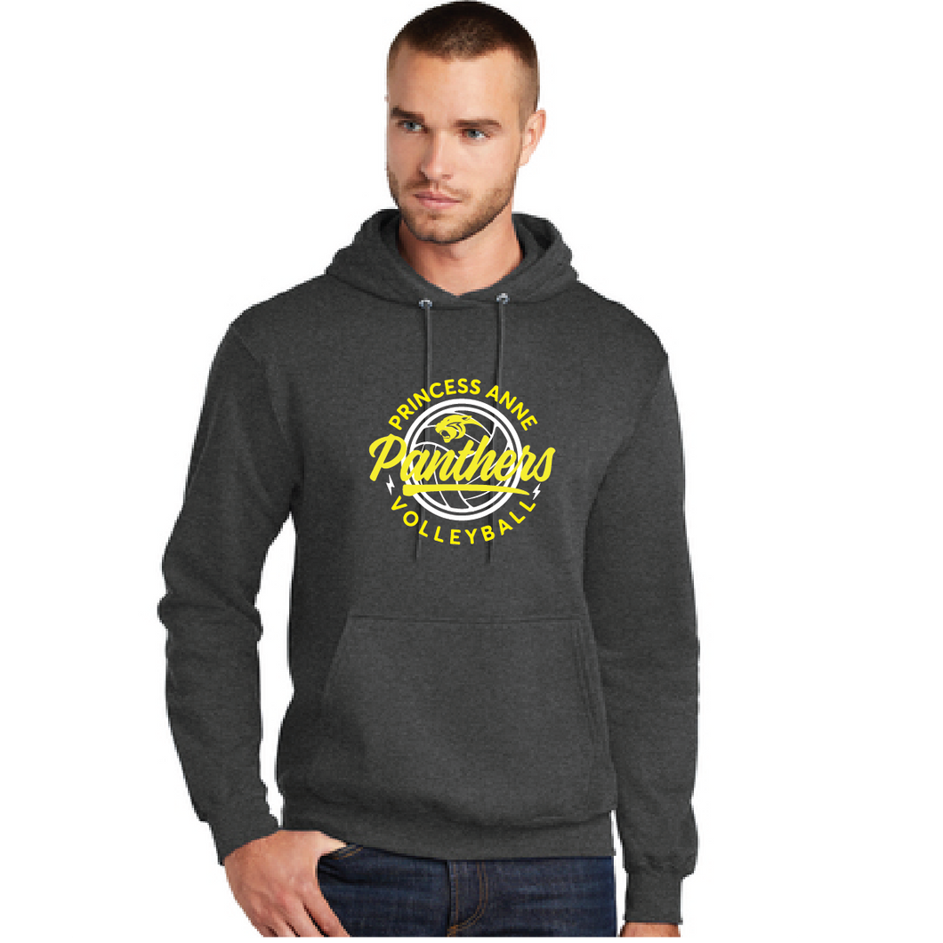 Core Fleece Pullover Hooded Sweatshirt / Dark Heather Grey / Princess Anne Middle School Volleyball