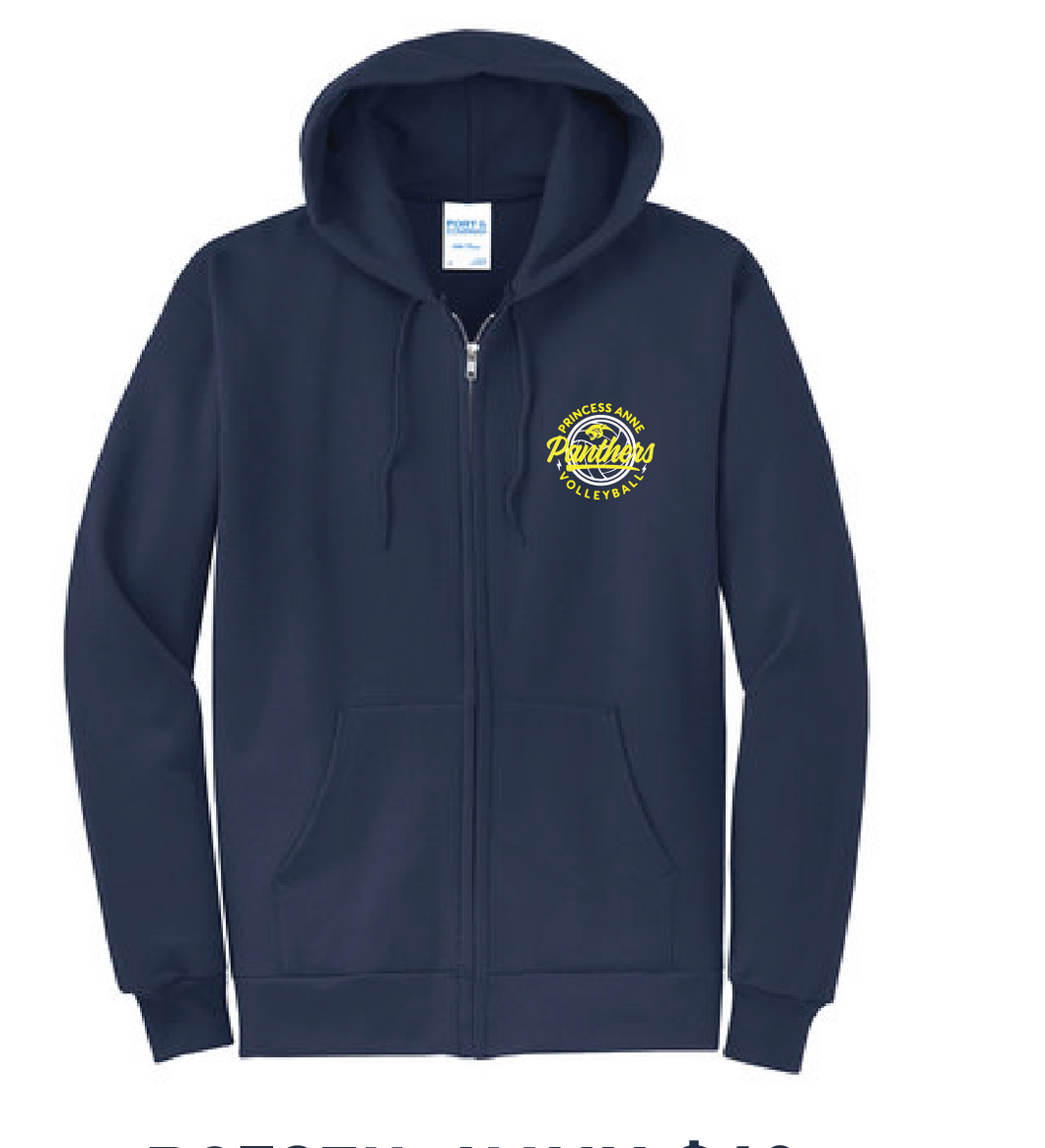 Fleece Full-Zip Hooded Sweatshirt / Navy / Princess Anne Middle School Debate Team