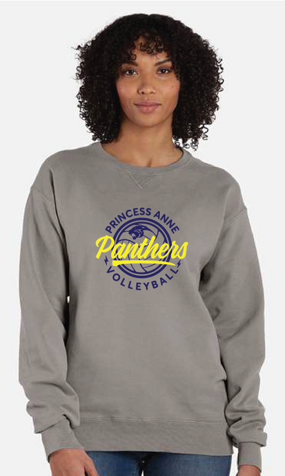 Garment Dyed Unisex Crewneck Sweatshirt / Concrete Grey / Princess Anne Middle School Volleyball
