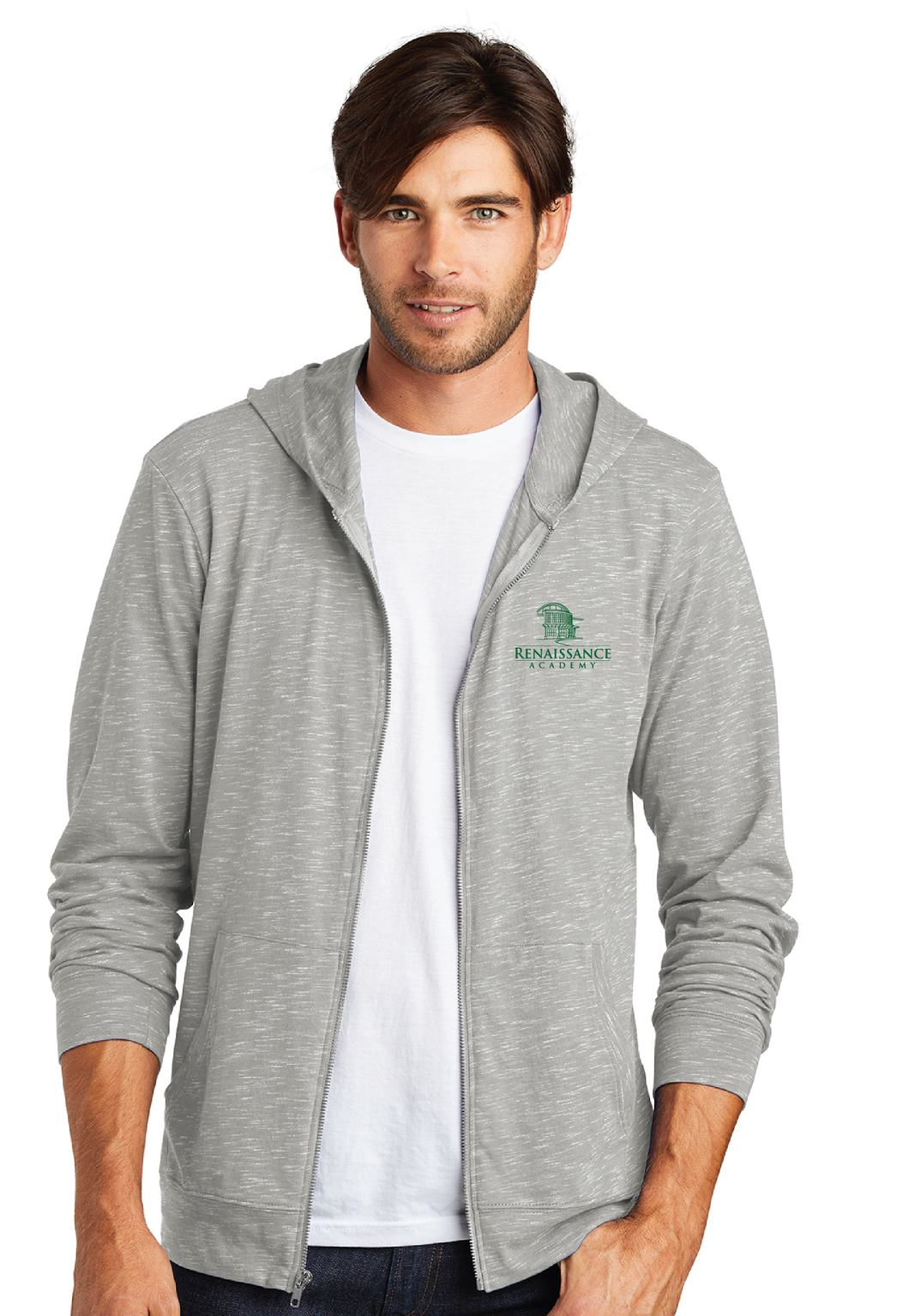 Medal Full-Zip Hoodie / Light Grey / Renaissance Academy