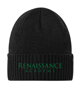 Rib Knit Cuff Beanie / Black / Renaissance Academy