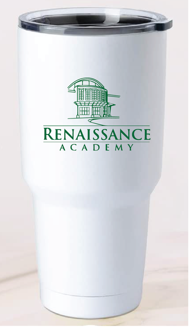 30oz Stainless Steel Tumbler / White / Renaissance Academy