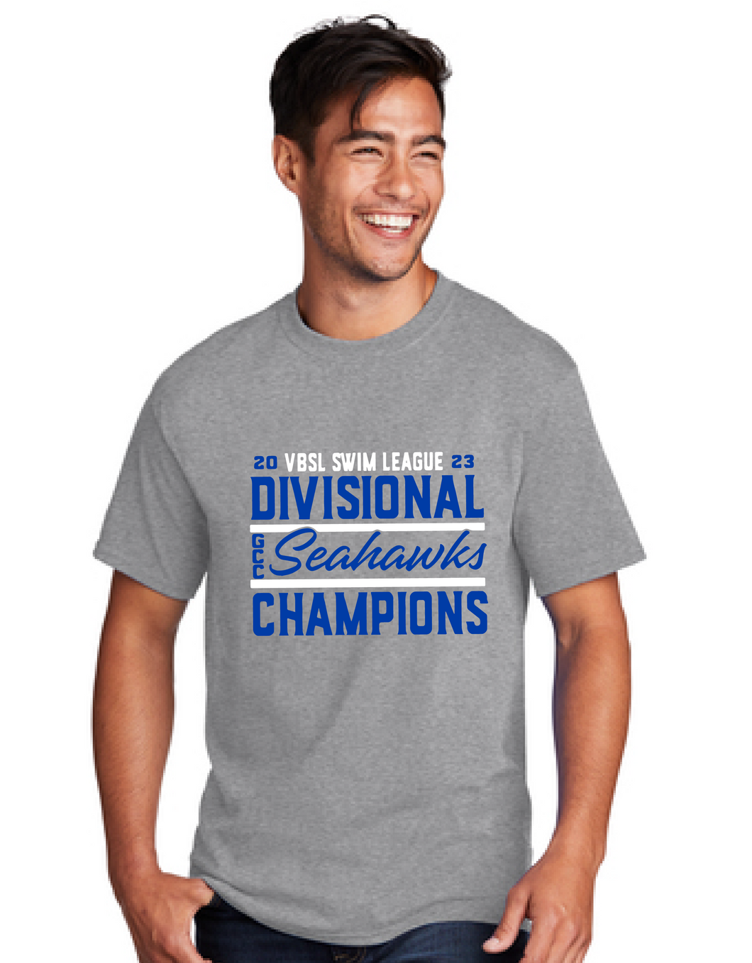 Divisional Champions Core Cotton Tee / Athletic Heather / Greenbrier Seahawks Swim Team