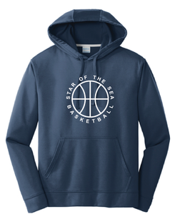 Performance Fleece Pullover Hooded Sweatshirt (Youth & Adult) / Navy / Star Of The Sea Basketball