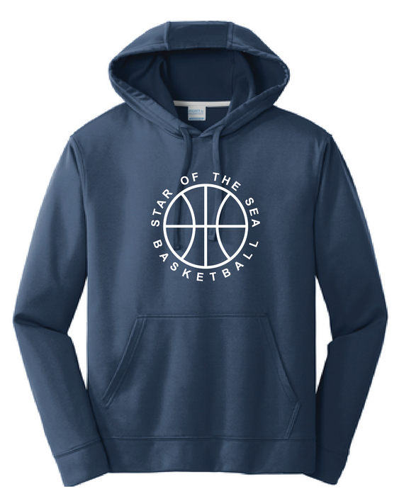 Performance Fleece Pullover Hooded Sweatshirt (Youth & Adult) / Navy / Star Of The Sea Basketball