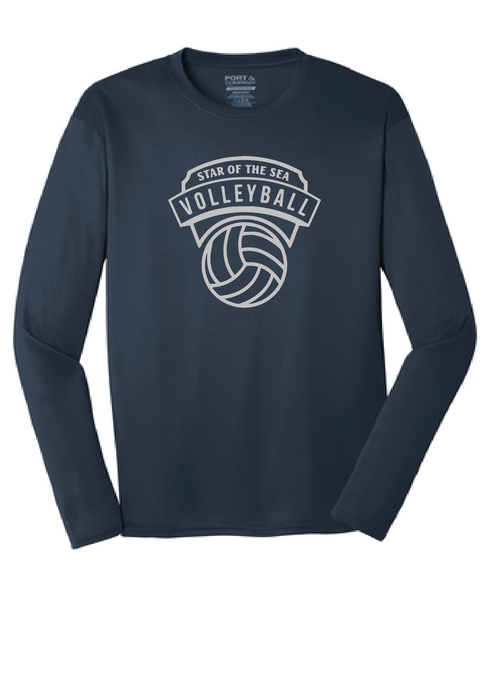 Long Sleeve Core Cotton Tee (Youth & Adult) / Navy / Star Of The Sea Volleyball