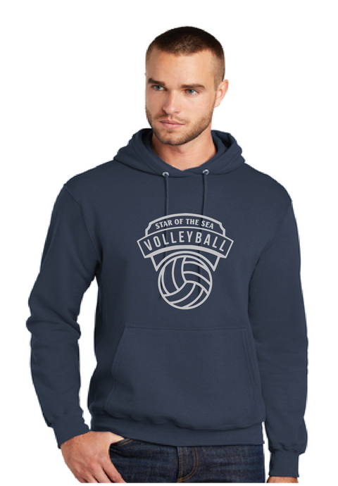 Fleece Pullover Hooded Sweatshirt (Youth & Adult) / Navy / Star Of The Sea Volleyball