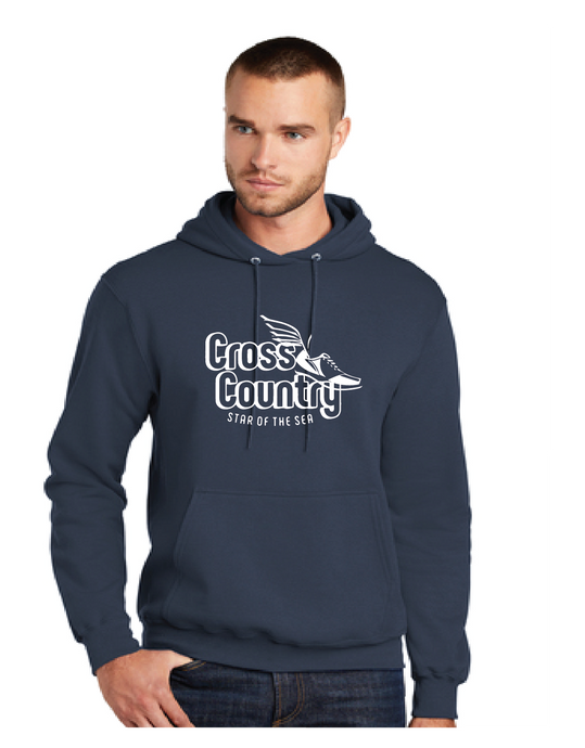 Fleece Pullover Hooded Sweatshirt (Youth & Adult) / Navy / Star Of The Sea Cross County
