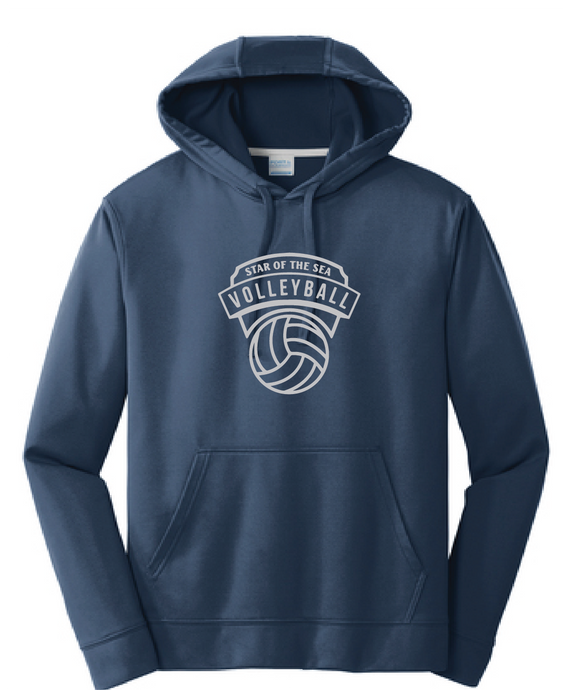Performance Fleece Pullover Hooded Sweatshirt (Youth & Adult) / Navy / Star Of The Sea Volleyball