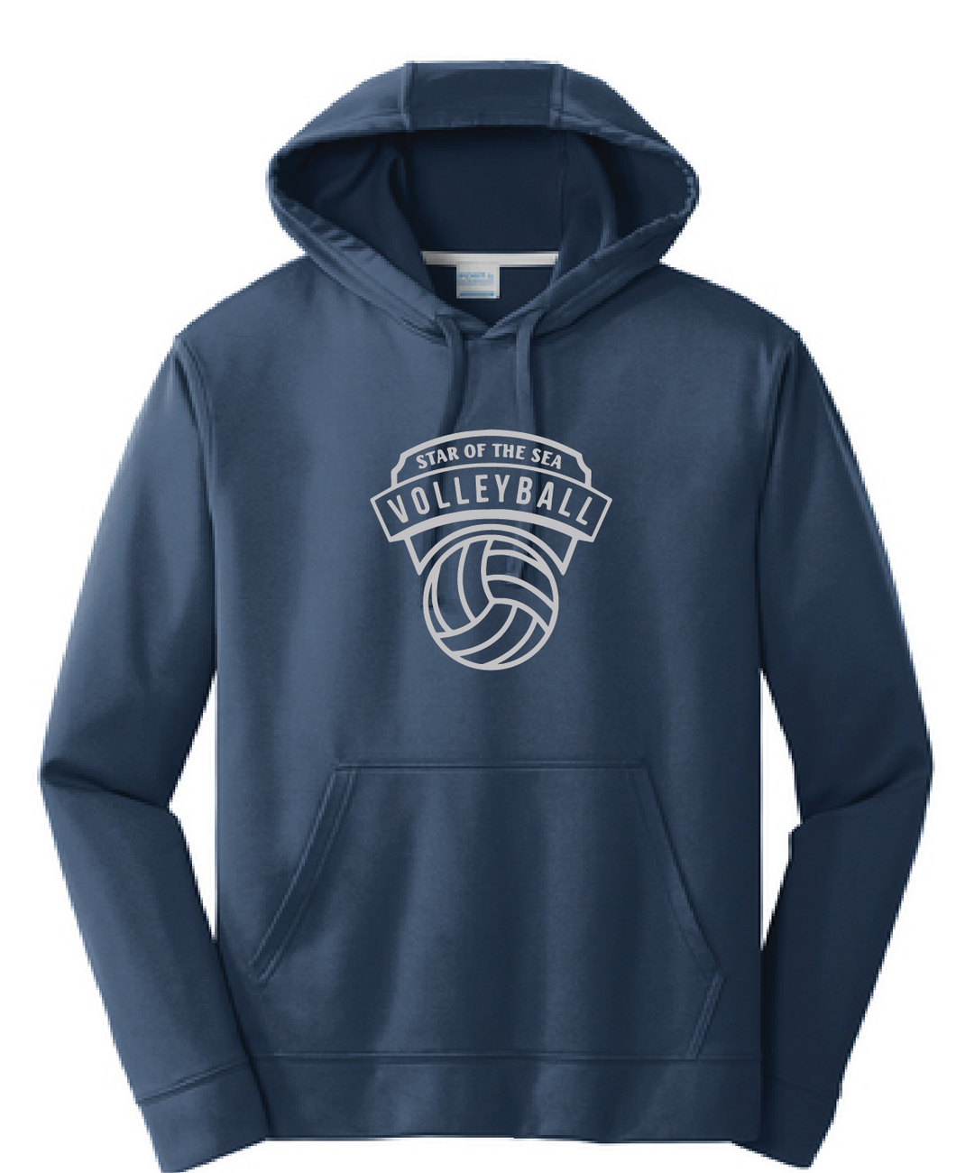 Performance Fleece Pullover Hooded Sweatshirt (Youth & Adult) / Navy / Star Of The Sea Volleyball
