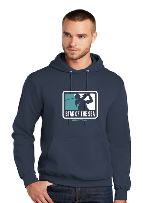 Fleece Pullover Hooded Sweatshirt (Youth & Adult) / Navy / Star Of The Sea Golf
