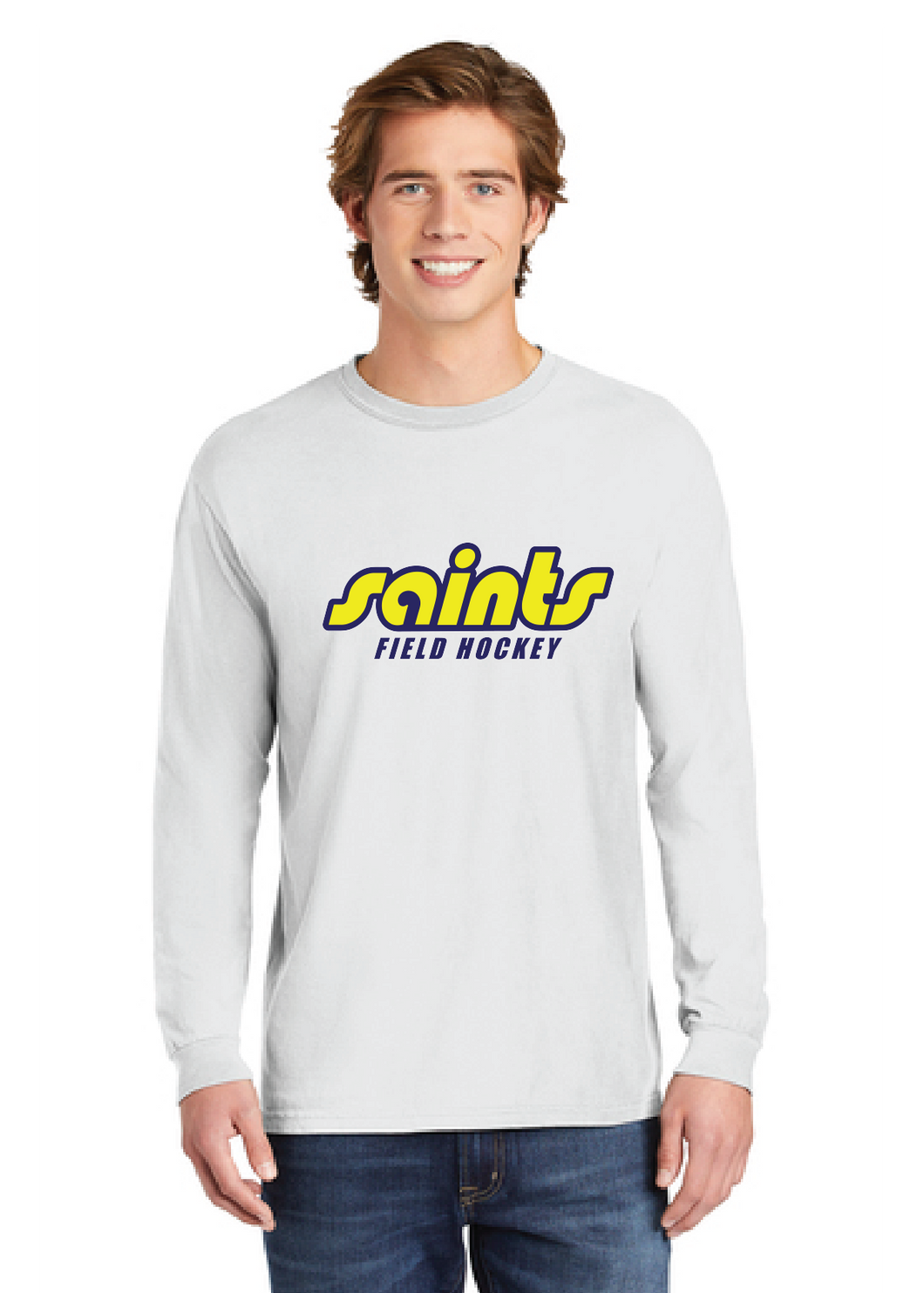 Comfort Colors Heavyweight Long Sleeve Tee / White / Saints Field Hockey