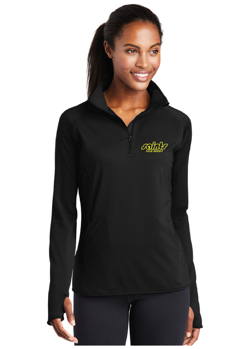 Stretch 1/2-Zip Athletic Pullover / Black / Saints Field Hockey