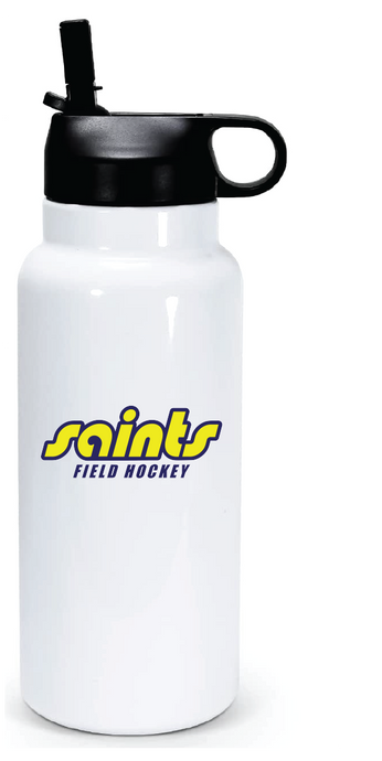 30oz Stainless Steel Water Bottle / White / Saints Field Hockey