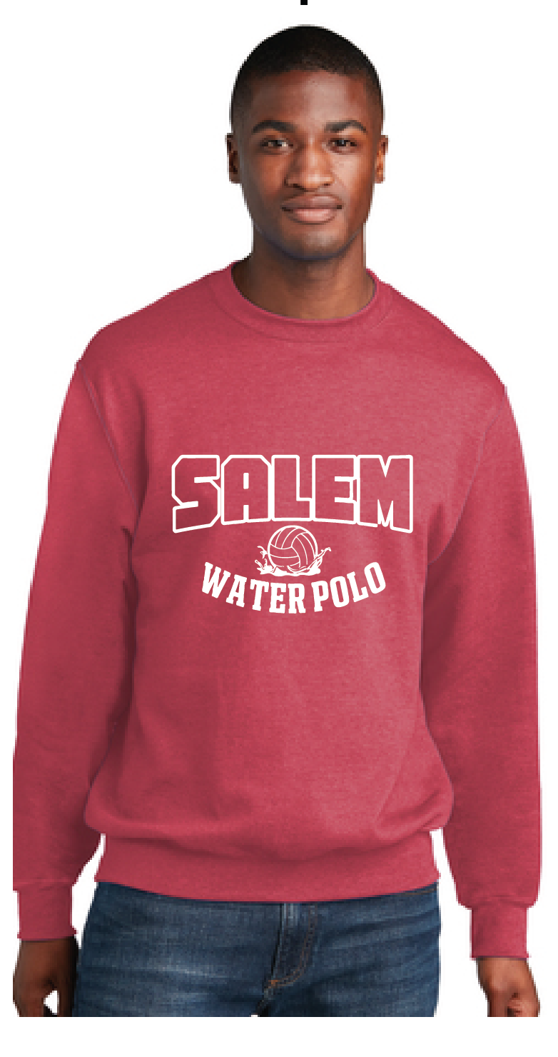 Fidgety Core Fleece Crewneck Sweatshirt Heather Red Salem High School Water Polo 2XL