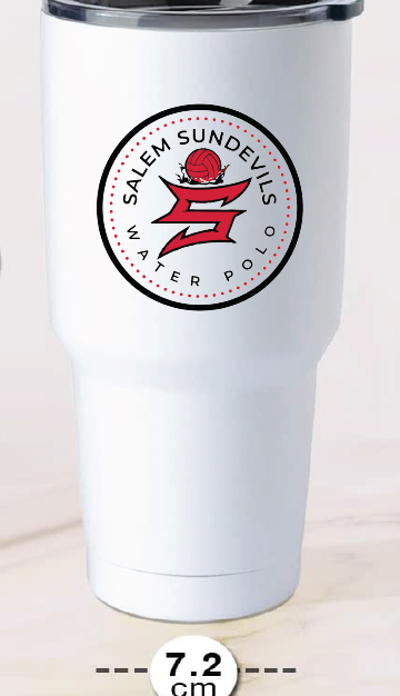 32oz Stainless Steel Tumbler / White / Salem High School Water Polo