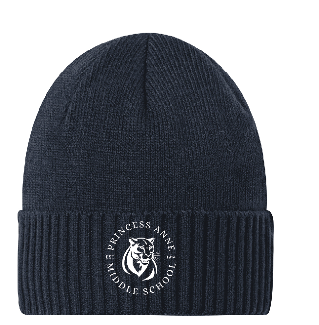 Rib Knit Cuff Beanie / Navy / Princess Anne Middle School Staff