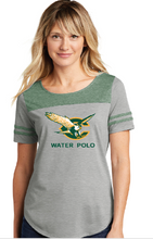 Ladies Tri-Blend Wicking Fan Tee / Forest Green Heather / Cox High School Water Polo