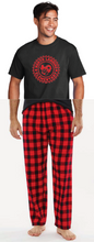 Cotton Tee and Flannel Pants Pajamas (Youth & Adult) / Black / Red & Black Buffalo / North Landing Elementary School