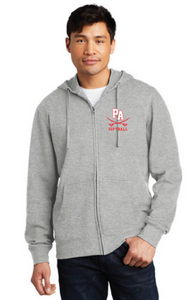 Fleece Full Zip Pullover Hooded Sweatshirt / Heathered Grey / Princess Anne High School Softball