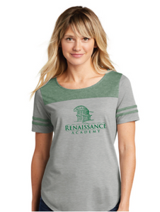 Ladies Tri-Blend Wicking Fan Tee / Forest Green Heather / Renaissance Academy