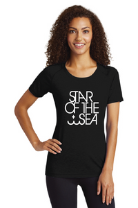 Ladies Tri-Blend Wicking Scoop Neck Raglan Tee (3 colors) / Black / Star of the Sea Staff