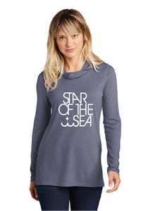 Ladies Tri-Blend Wicking Long Sleeve Hoodie / 2 Colors / Star of the Sea Staff