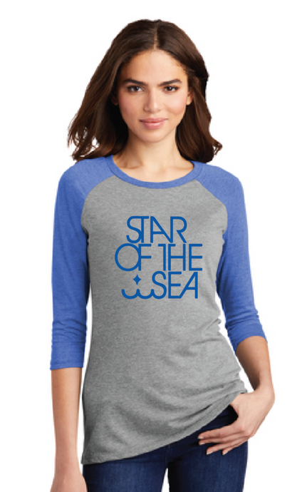 Women’s Perfect Tri 3/4-Sleeve Raglan / Royal Frost / Star of the Sea Staff