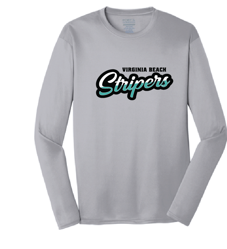 Long Sleeve Performance Tee / Silver / Virginia Beach Stripers Baseball