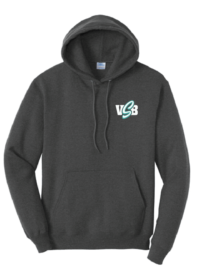 Fleece Pullover Hooded Sweatshirt / Dark Heather Grey  / Virginia Beach Stripers Baseball