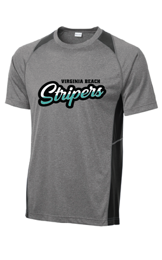 Heather Colorblock Contender Tee / Black/ Heather Grey / Virginia Beach Stripers Baseball