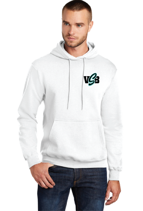 Core Fleece Pullover Hooded Sweatshirt / White / Virginia Beach Stripers Baseball