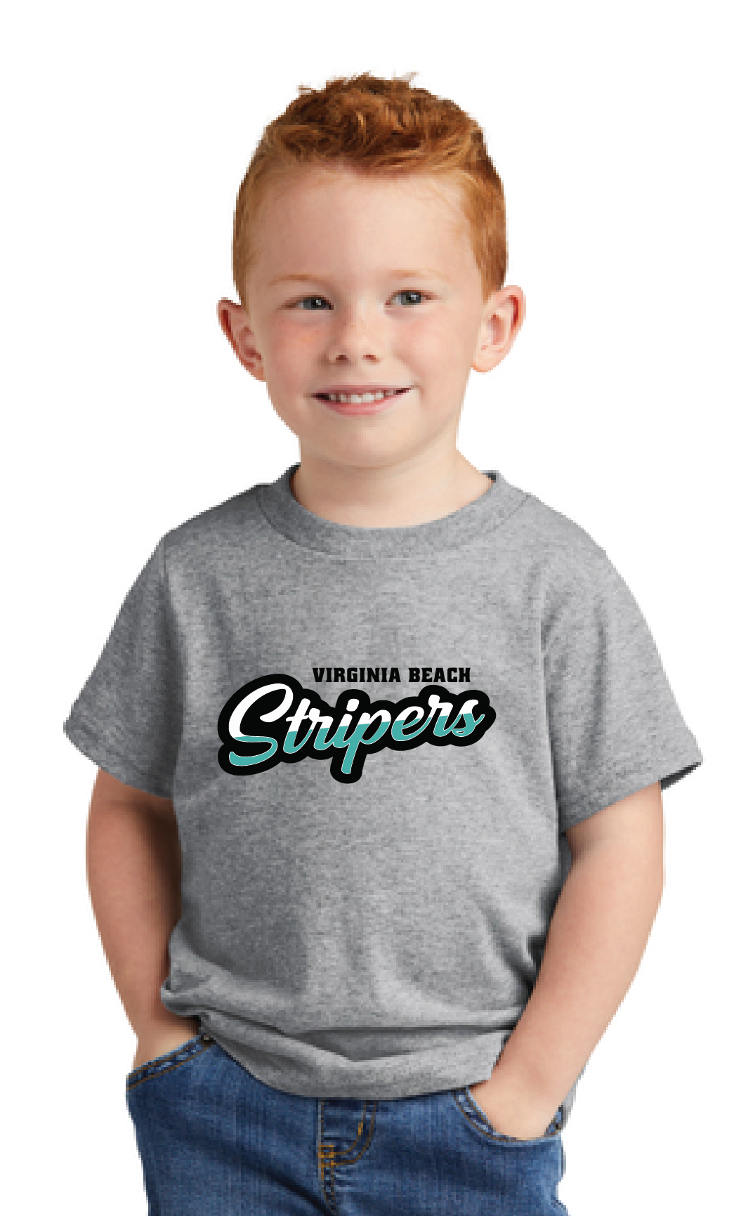 Toddler Cotton Tee / Athletic Heather / Virginia Beach Stripers Baseball