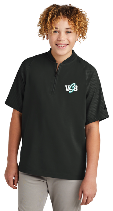 Cage Short Sleeve 1/4-Zip Jacket (Youth & Adult) / Black / Stripers Baseball