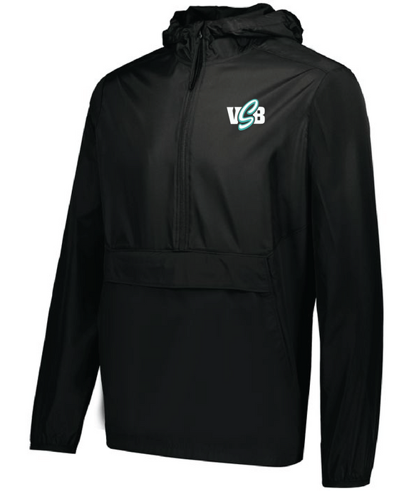 Youth Packable Anorak Pullover / Black / Virginia Beach Stripers Baseball