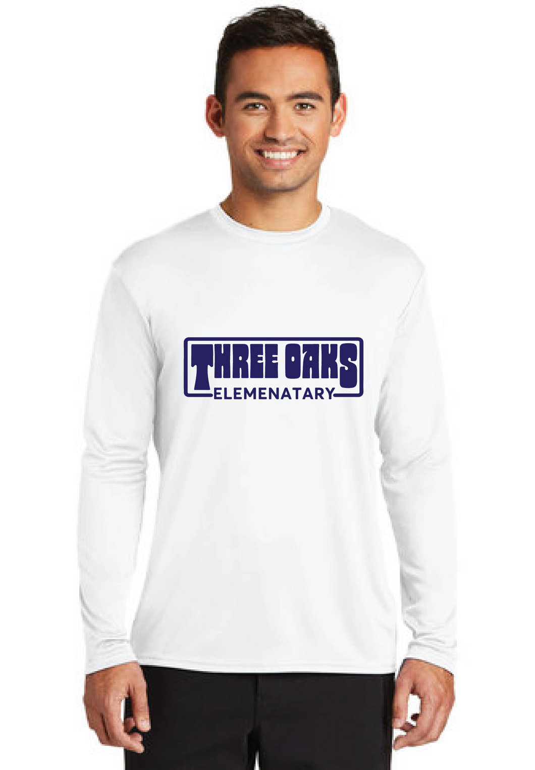 Long Sleeve Performance Tee / White / Three Oaks Elementary School Staff