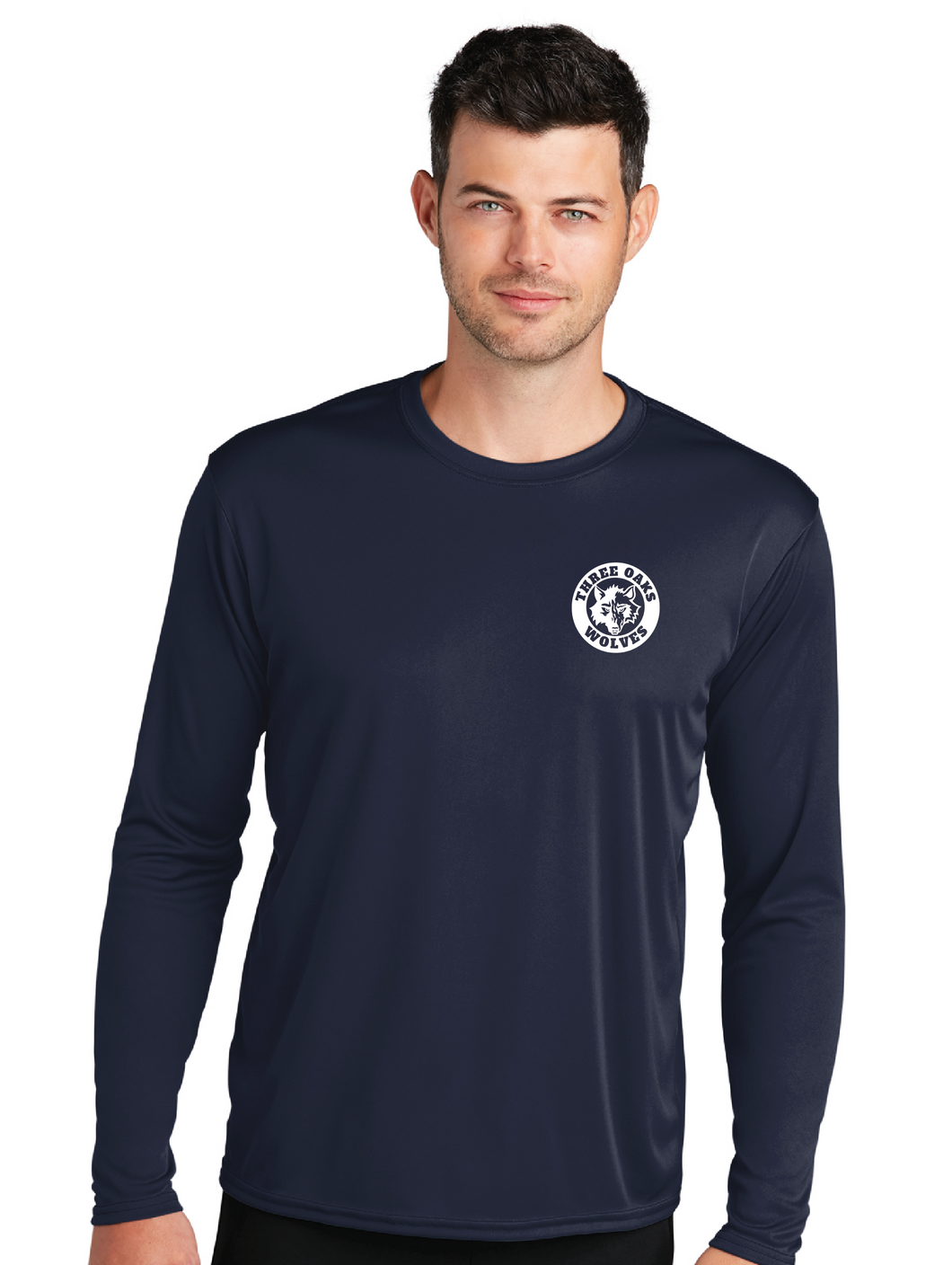 Long Sleeve Performance Tee / Navy / Three Oaks Elementary School Staff